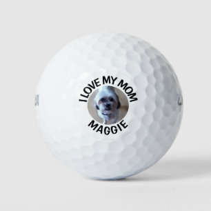 Aangepaste hondenfoto Ik hou van mijn moeder golfb Golfballen