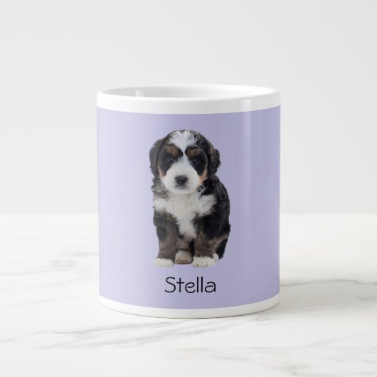 Aangepaste hondenfoto - Misty Lila met Pet Name - Extra Grote Beker (Voorkant)