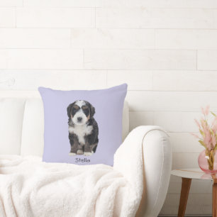 Aangepaste hondenfoto - Misty Lila met Pet Name - Kussen