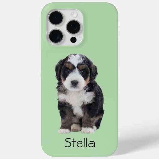 Aangepaste hondenfoto – Pastel Groen met Pet Naam  Case-Mate iPhone Case (Achterkant)