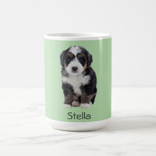 Aangepaste hondenfoto – Pastel Groen met Pet Naam  Koffiemok