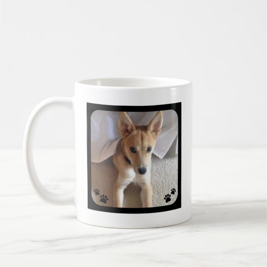 Aangepaste Hondenfoto Pawprints Koffie Mok (Links)