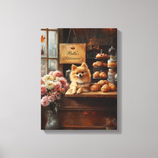Aangepaste hondennaam Franse bakkerij Pommerse hon Canvas Afdruk (Voorkant)