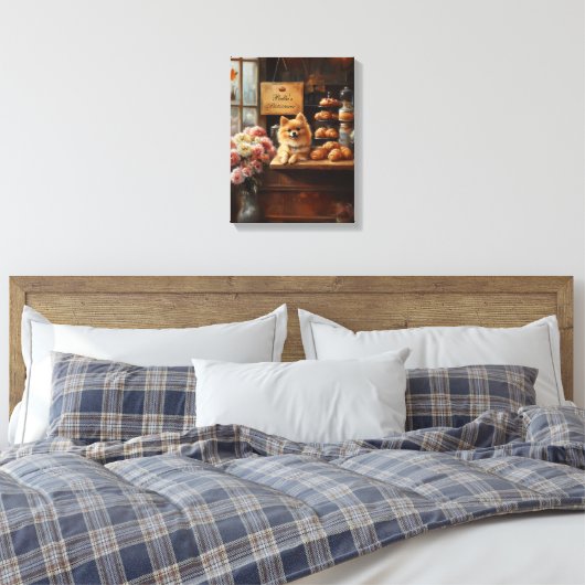 Aangepaste hondennaam Franse bakkerij Pommerse hon Canvas Afdruk (Insitu (Slaapkamer))
