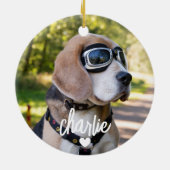 Aangepaste hondennaam Pet Photo Keramisch Ornament (Achterkant)