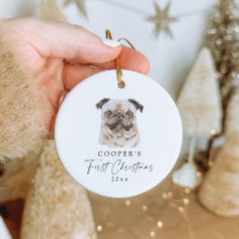 Aangepaste hondennaam Pug Lover Mijn eerste kerst Keramisch Ornament