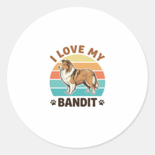 Aangepaste hondennaam Retro zonsondergang huisdier Ronde Sticker