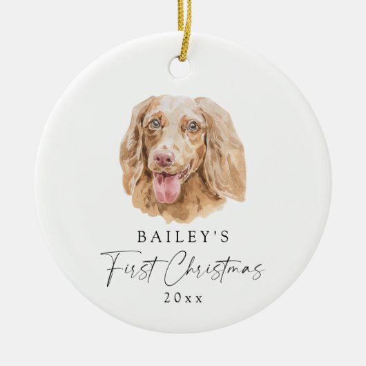 Aangepaste hondennaam teckel Mijn eerste kerst Keramisch Ornament (Voorkant)