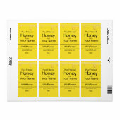 Aangepaste honing labels honingraat  tekst (Full Sheet)