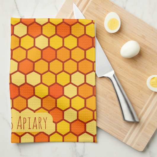 Aangepaste Honingraat Helder Sinaasappel en Golden Theedoek (Quarter Fold)