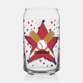 Aangepaste honkbal ballen en sterren op wit blikvorm glas (Achterkant)