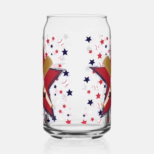 Aangepaste honkbal ballen en sterren op wit blikvorm glas (Rechts)