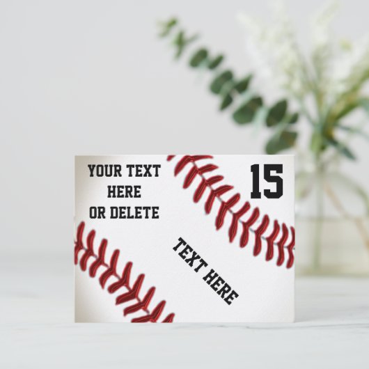 Aangepaste honkbal Briefkaarten met 4 tekstvakken (Staand voorkant)