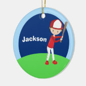 Aangepaste honkbal kind keramisch ornament (Links)