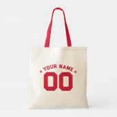 Aangepaste honkbal mam squad met team naam nummer tote bag (Achterkant)