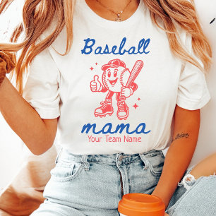 Aangepaste honkbal mama en retro honkbalpersonage t-shirt