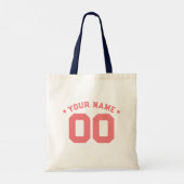 Aangepaste honkbal papa mama met naam en nummer tote bag (Achterkant)