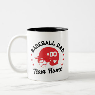 Aangepaste honkbal papa mama met naam en nummer tweekleurige koffiemok