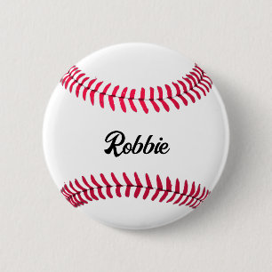 Aangepaste honkbal rood wit gepersonaliseerd ronde button 5,7 cm