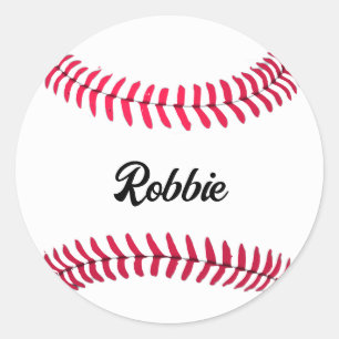 Aangepaste honkbal rood wit gepersonaliseerd ronde sticker