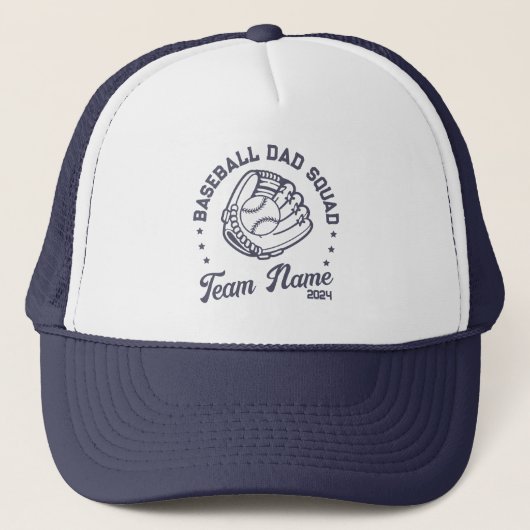 Aangepaste honkbal vader squad met team naam numme trucker pet (Voorkant)