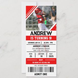 Aangepaste honkbal verjaardagsfeestje met foto voo kaart