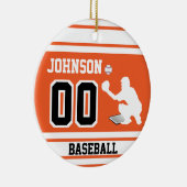 Aangepaste honkbalvanger | Oranje en zwart Keramisch Ornament (Rechts)