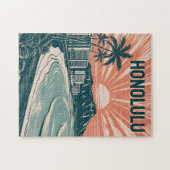 Aangepaste Honolulu Waikiki Travel Landmark Retro  Legpuzzel (Horizontaal)