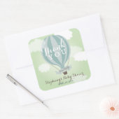 Aangepaste Hot Air Blue ballon Hartelijk dank, Sti Vierkante Sticker (Envelop)