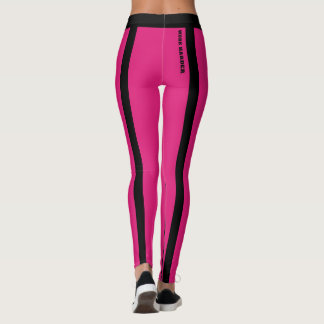 Aangepaste Hot Pink en Black Stripes Leggings