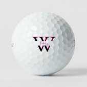 Aangepaste Hot Pink Script Naam Titleist Pro V1 Golfballen (Voorkant)
