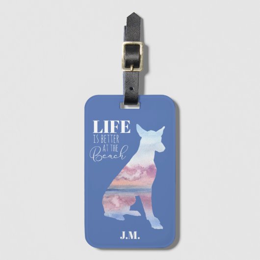 Aangepaste Hound Strand Scene Bagage Label (Voorkant (verticaal))