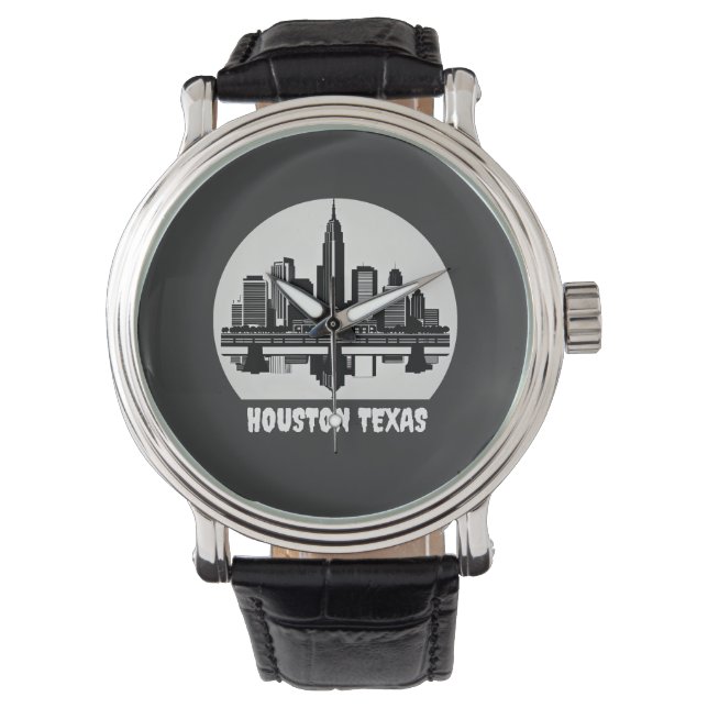 Aangepaste Houston Skyline Horloge (Voorkant)