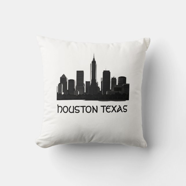 Aangepaste Houston Texas Skyline Kussen (Voorkant)