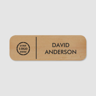 Aangepaste Houten Business Logo Basic Medewerker P Naamplaatje