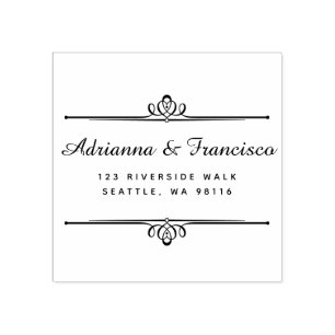 Aangepaste houten chique bruiloft script retour ad rubberstempel