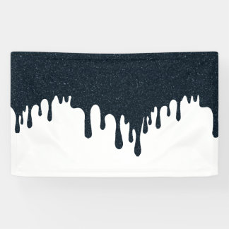 Aangepaste houtskool druppel op wit – Moderne kuns Spandoek