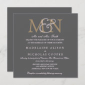 Aangepaste houtskool voor moderne bruiloft kaart (Voorkant / Achterkant)