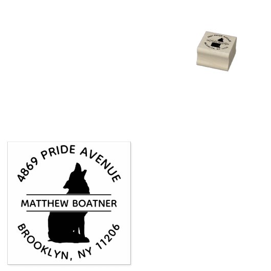 Aangepaste Howling Wolf Retouradres Rubber Stempel (Gestempeld)