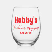 Aangepaste Hubby's Kerstmis Sippy Cup Wijnglas Zonder Voet (Voorkant)
