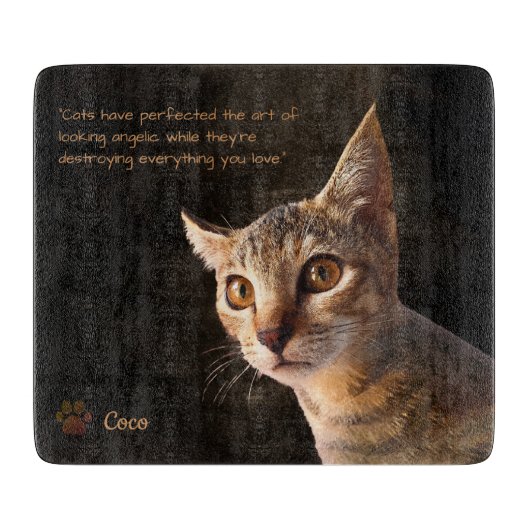 Aangepaste Huisdier Foto Kat Hond met Naam Quote S Snijplank (Voorkant)