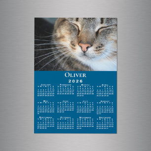 Aangepaste huisdier foto naam 2026 kalender blauw