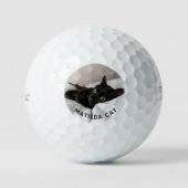 Aangepaste huisdier foto zwarte kat gepersonalisee golfballen (Voorkant)
