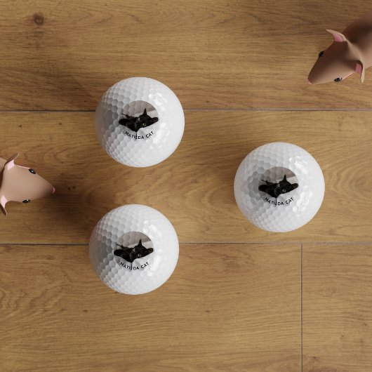 Aangepaste huisdier foto zwarte kat gepersonalisee golfballen