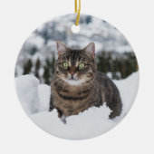 Aangepaste Huisdier Kat 2 Foto Kerstmis Keramisch Ornament (Voorkant)