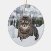Aangepaste Huisdier Kat 2 Foto Kerstmis Keramisch Ornament (Links)