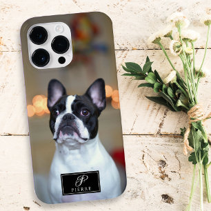 Aangepaste huisdier portret Elegant Monogram Naam  Case-Mate iPhone 14 Pro Max Hoesje