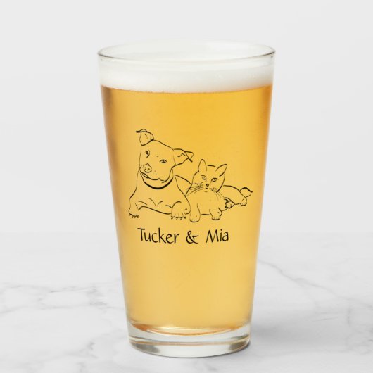 Aangepaste huisdier portret glas cup ijskoffie gla (Voorkant gevuld)