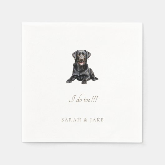 Aangepaste Huisdier Zwart Lab bruiloft servetten (Voorkant)