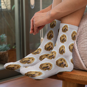 Aangepaste huisdierenfoto   Gepersonaliseerde Pink Sokken